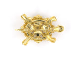 23996 - SOLD - Honora Gold Turquoise Lapis Diamond Turtle Pin