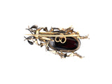 24006 - Victorian Circa 1875 Silver Gold Garnet Diamond Ruby Beetle Pin Pendant