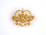 24010 - SOLD - Art Nouveau Krementz Gold Pearl Floral Pin