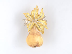 24044 - Buccellati Silver Pear Leaf Pin Pendant