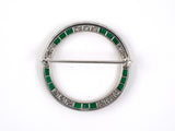 24061 - Circa 1950, Yard Platinum Diamond Emerald Circle Pin