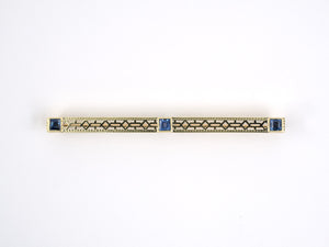 24064 - SOLD - Art Deco Gold Sapphire Bar Pin