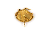 24069 - SOLD - Art Nouveau Gold Pearl Drop Cat French Pin