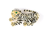 24077 - Webb Gold Platinum Emerald Diamond Enamel Tiger Brooch Pin