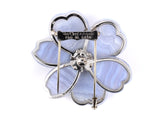 24088 - SOLD - Van Cleef & Arpels Rose De Noel Gold Diamond Chalcedony French Pin