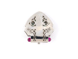 24091 - Art Deco Lacloche French Platinum Diamond Ruby Emerald Tutti Frutti Clip Pin