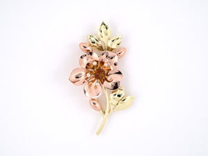 24094 - Retro Eckfeldt Ackley Gold Citrine Pearl Flower Pin