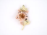 24094 - Retro Eckfeldt Ackley Gold Citrine Pearl Flower Pin