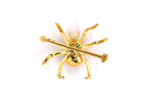 24100 - Victorian Gold Rose Diamond Quartz Cat's Eye Spider Pin