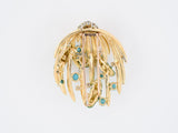 24101 - Circa 1960s French Gold Platinum Diamond Turquoise Green Enamel Palm Tree Clip Pin