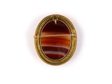 24104 - Victorian Etruscan Revival Gold Agate Oval Pendant Pin Necklace