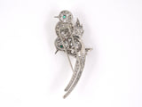 24107 - SOLD - French Platinum Diamond Emerald Bird Clip Pin