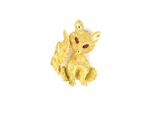 24120 - SOLD - Marcel Guyot Gold Ruby Fox Pin