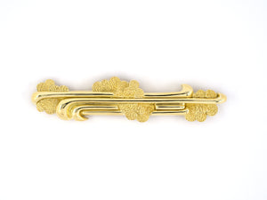 24136 - Circa 1990s Dunay Cinnabar Gold Corrugated Textured Bar Pin