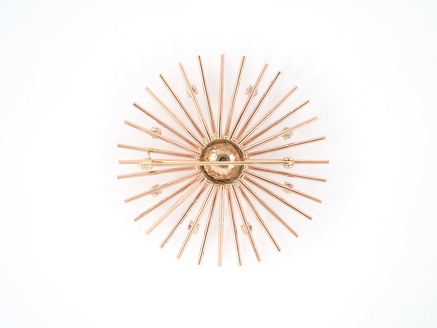24137 - Retro Gold Ruby Diamond Starburst Spoke Pin