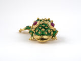 24143 - Webb Gold Ruby Green Enamel  Frog Pin