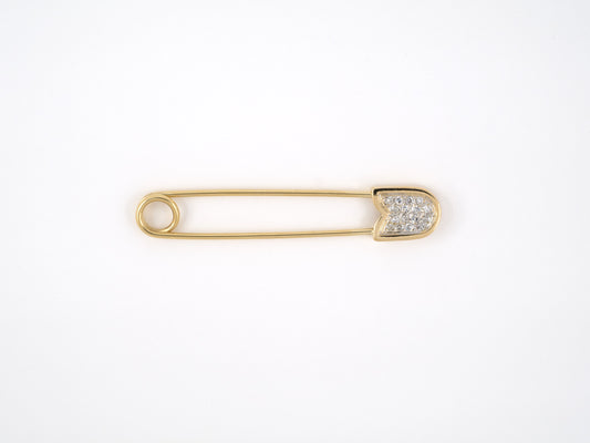 24165 - SOLD - Gold 2-Tone Diamond Pave Set Safety Pin Pin