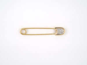 24165 - Gold 2-Tone Diamond Pave Set Safety Pin Pin