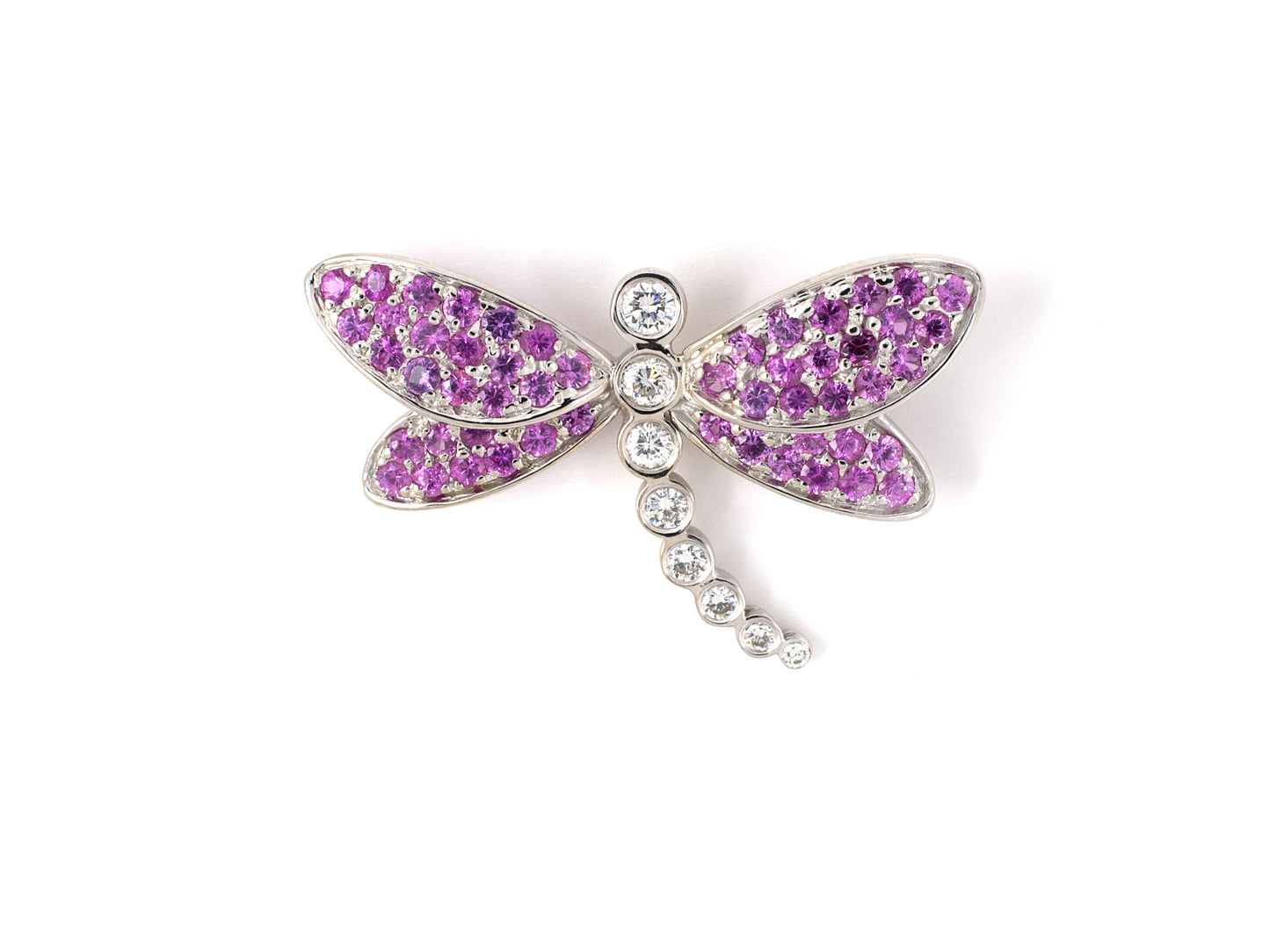 24167 - SOLD - Gold Diamond Pink Sapphire Butterfly Pin