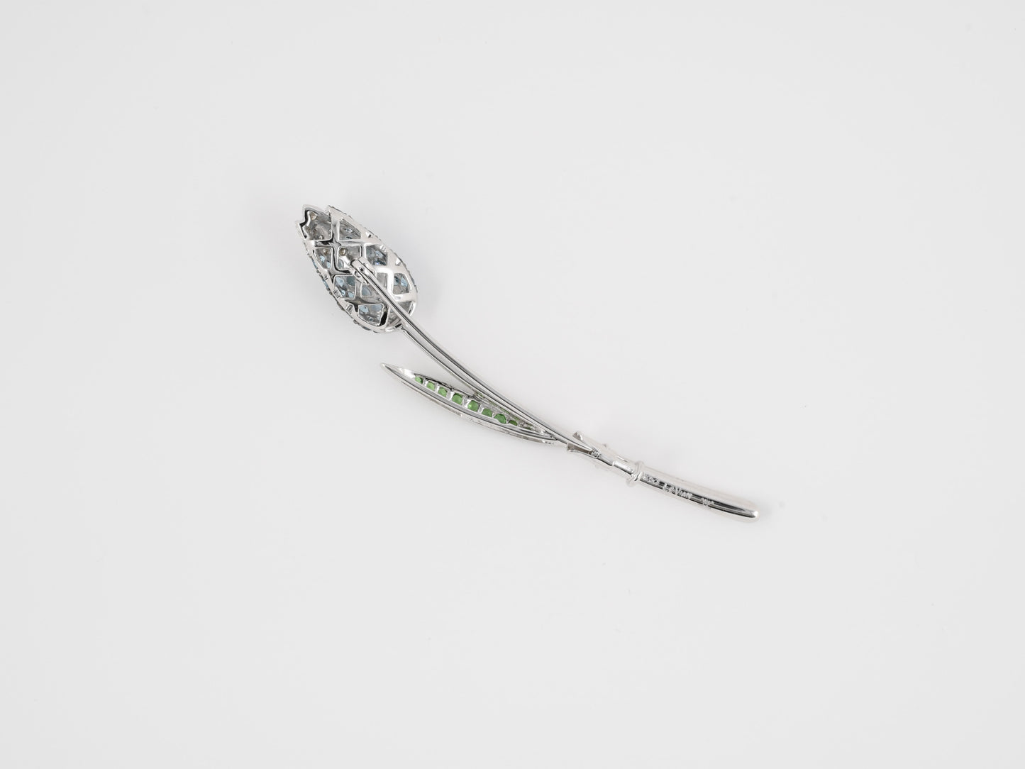 24177 - SOLD - Le Vian Blackened Gold Diamond Blue Topaz Tsavorite Flower Tulip Pin