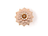 24180 - SOLD - Victorian French Gold Diamond 1/2-Pearl Spinning Star Pin