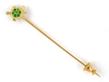 30214 - Victorian Circa 1900 Gold Diamond Demantoid Garnet Turtle Stick Pin