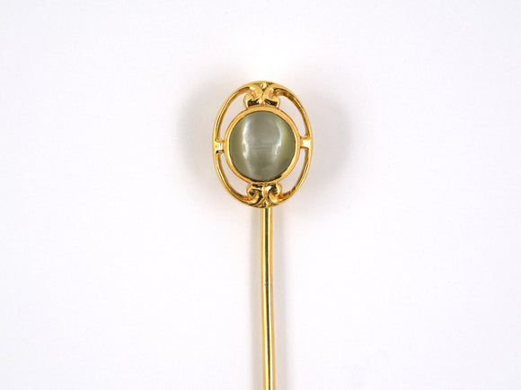 30218 - SOLD - Victorian Gold Cats Eye Stick Pin