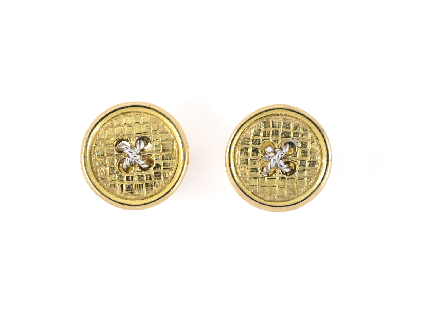 30307 - Gold Button "X" Cuff Links
