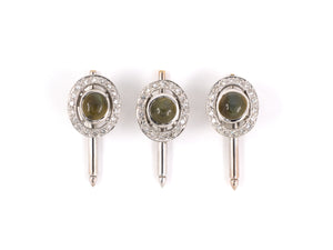 30308 - Gold Diamond Cats Eye Shirt Studs