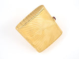 30540 - Art Deco Cartier Gold Cabochon Ruby Corrugated Mirror Compact