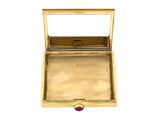 30540 - Art Deco Cartier Gold Cabochon Ruby Corrugated Mirror Compact