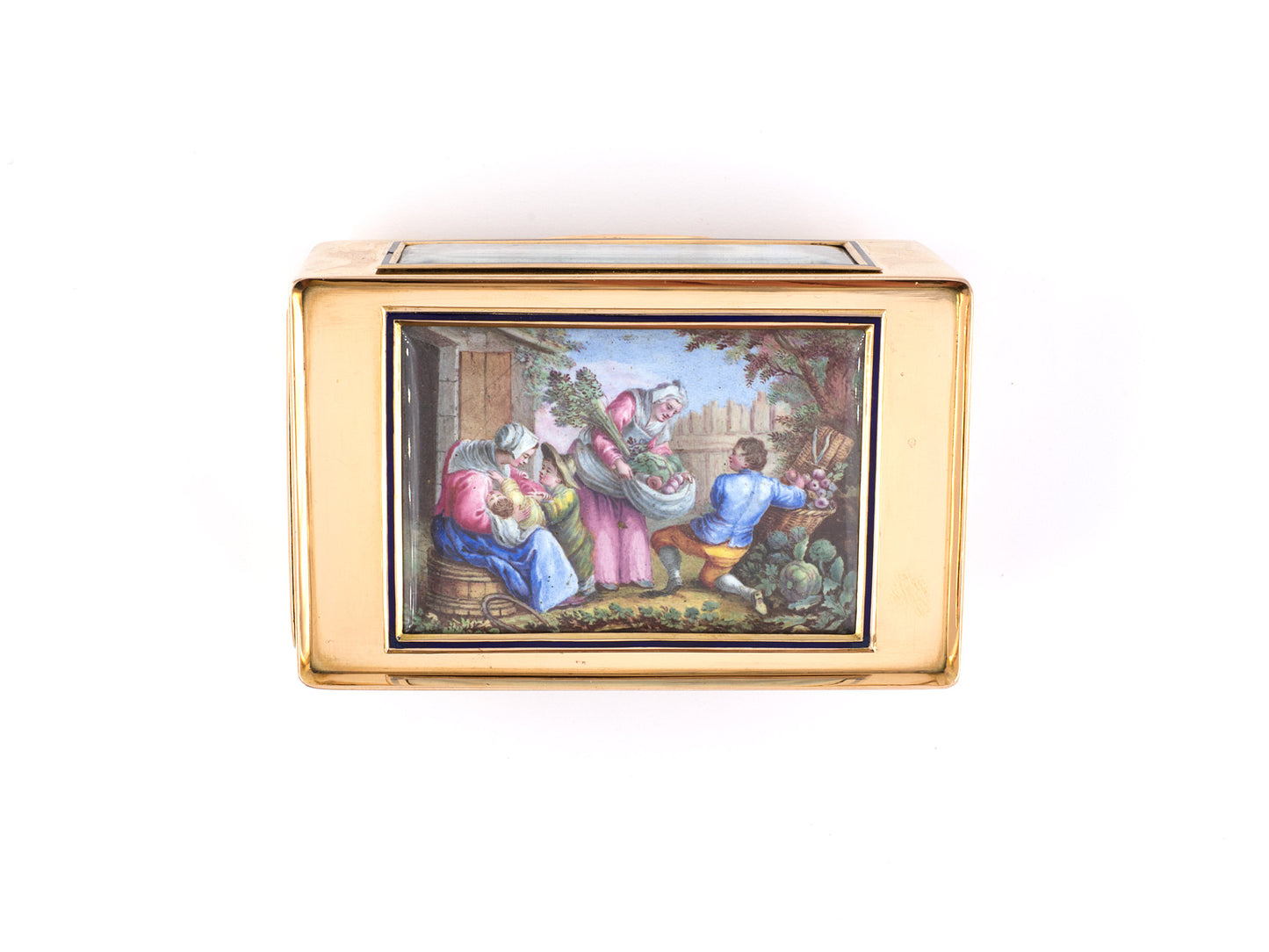 30542 - Circa 1815 Georgian S.S. Saillant French Gold Enamel Painted Pictures Objects D'Art Utility Box