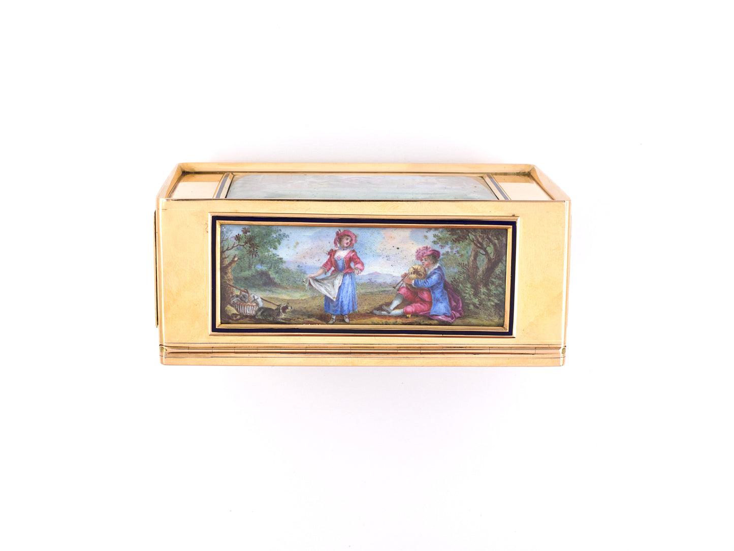 30542 - Circa 1815 Georgian S.S. Saillant French Gold Enamel Painted Pictures Objects D'Art Utility Box