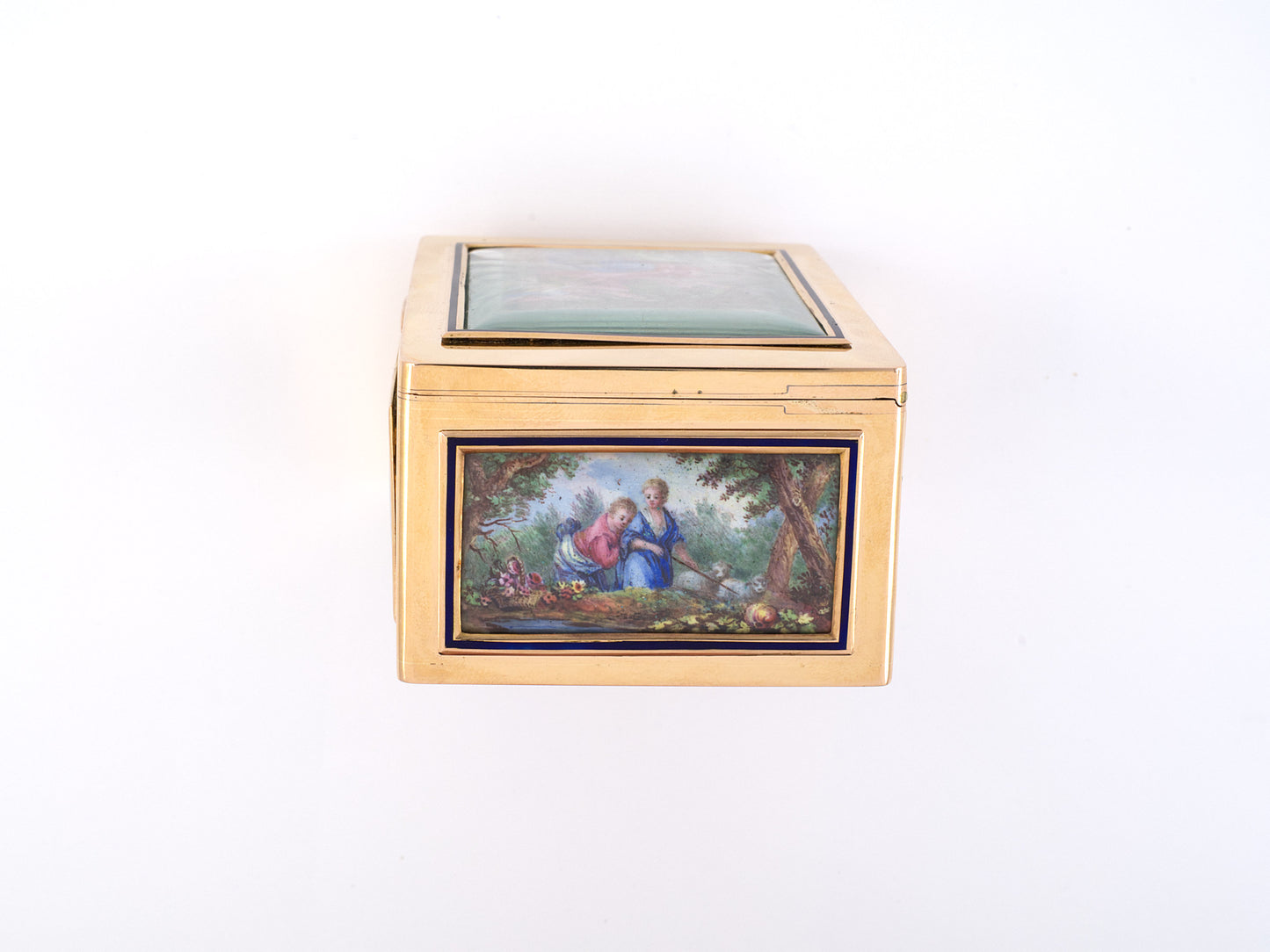 30542 - Circa 1815 Georgian S.S. Saillant French Gold Enamel Painted Pictures Objects D'Art Utility Box