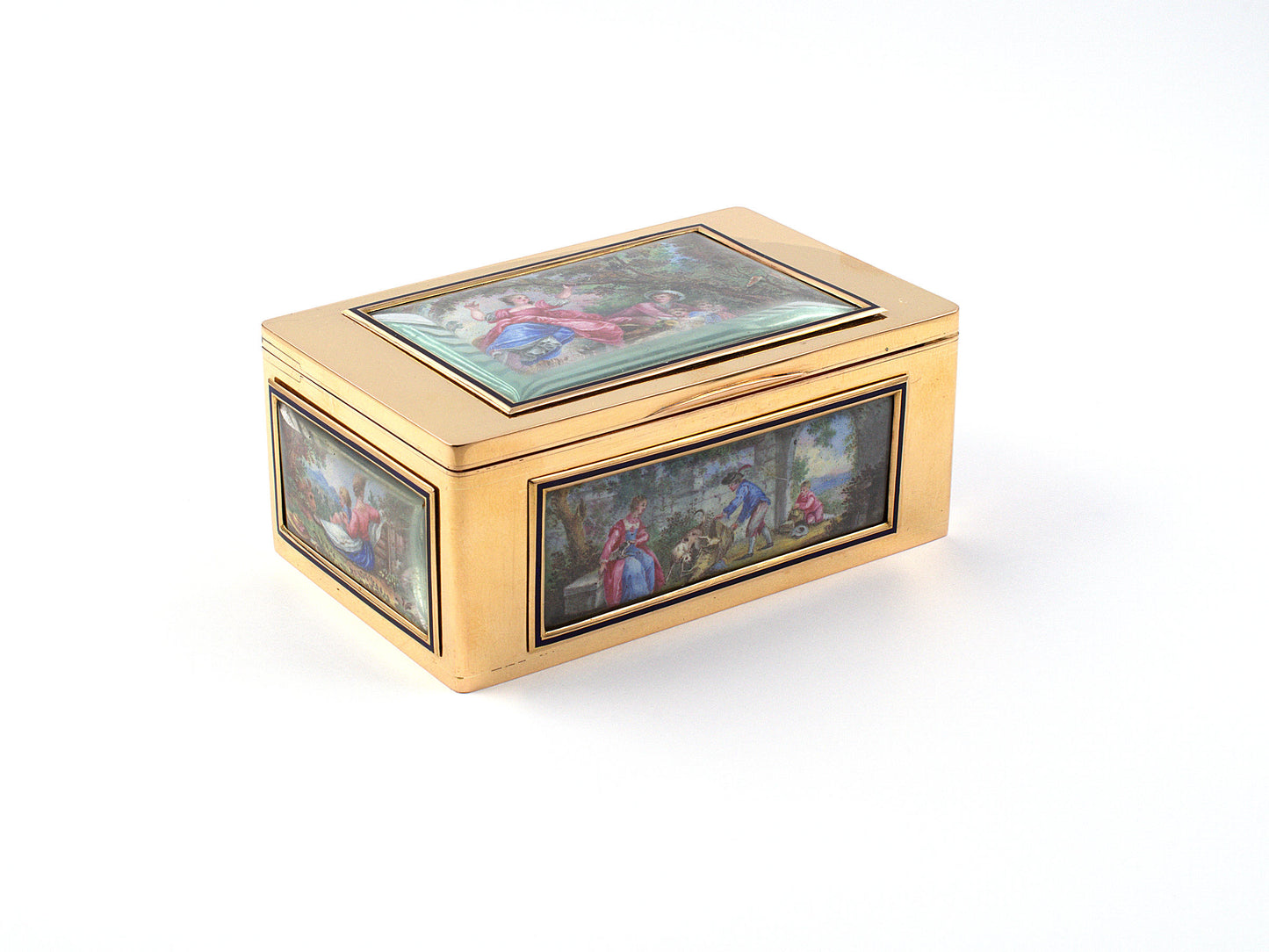 30542 - Circa 1815 Georgian S.S. Saillant French Gold Enamel Painted Pictures Objects D'Art Utility Box