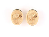 30614 - Circa 1955 Ruser Gold Ruby Oval Flamingo Cuff Links