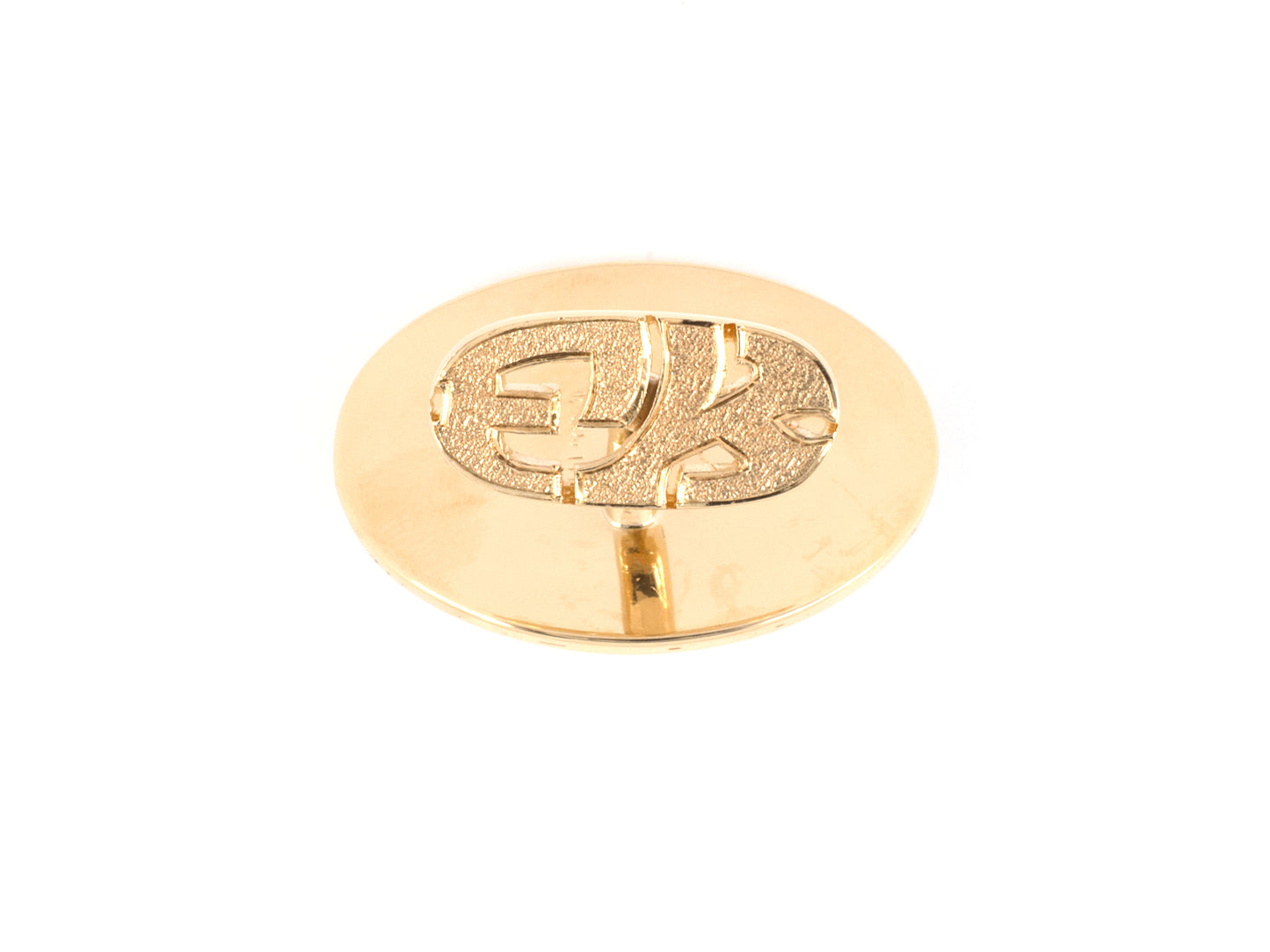 30614 - Circa 1955 Ruser Gold Ruby Oval Flamingo Cuff Links