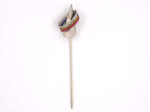 30655 - Circa 1939 Art Deco Platinum Diamond Sapphire Ruby Emerald Amethyst      Worlds Fair Stick Pin