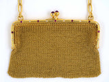 30846 - Art Nouveau Gold Ruby Diamond Mesh Purse