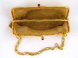 30846 - Art Nouveau Gold Ruby Diamond Mesh Purse