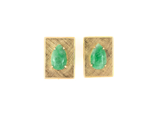 30849 - SOLD - Gold Jadeite Cuff Links