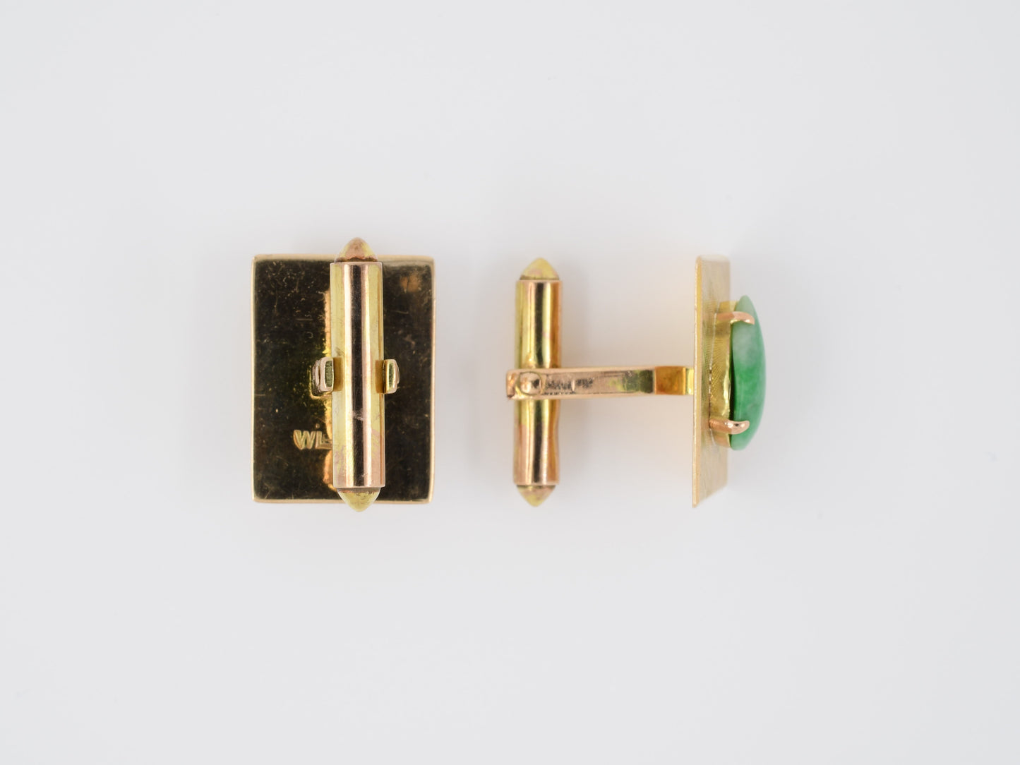 30849 - SOLD - Gold Jadeite Cuff Links