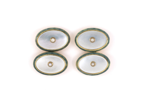 30904 - Art Nouveau Carter,Gough & Co Gold Pearl Cuff Links