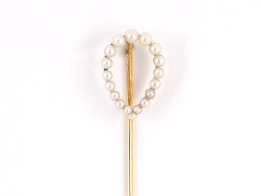 30924 - SOLD - Victorian Gold Pearl Stick Pin