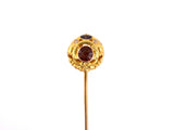 30929 - Art Nouveau Gold Diamond Amethyst Amber Flower Ball Hat Pin