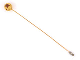 30929 - Art Nouveau Gold Diamond Amethyst Amber Flower Ball Hat Pin