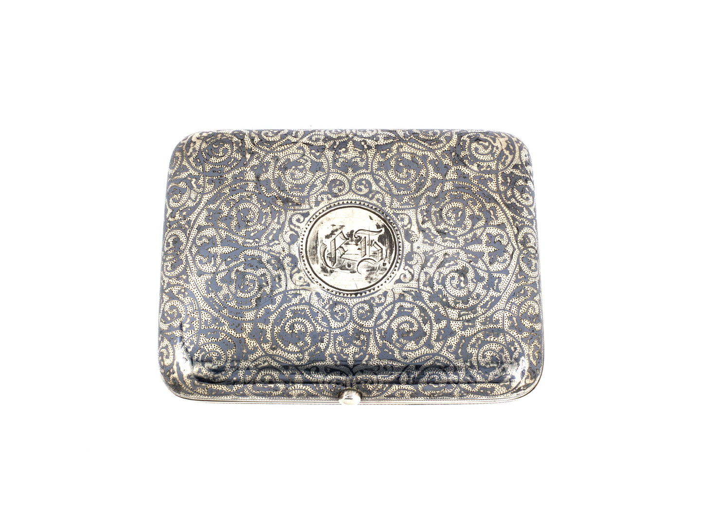30937 - Victorian Circa 1886 Silver Niello Russian Kremlin Cigarette Case