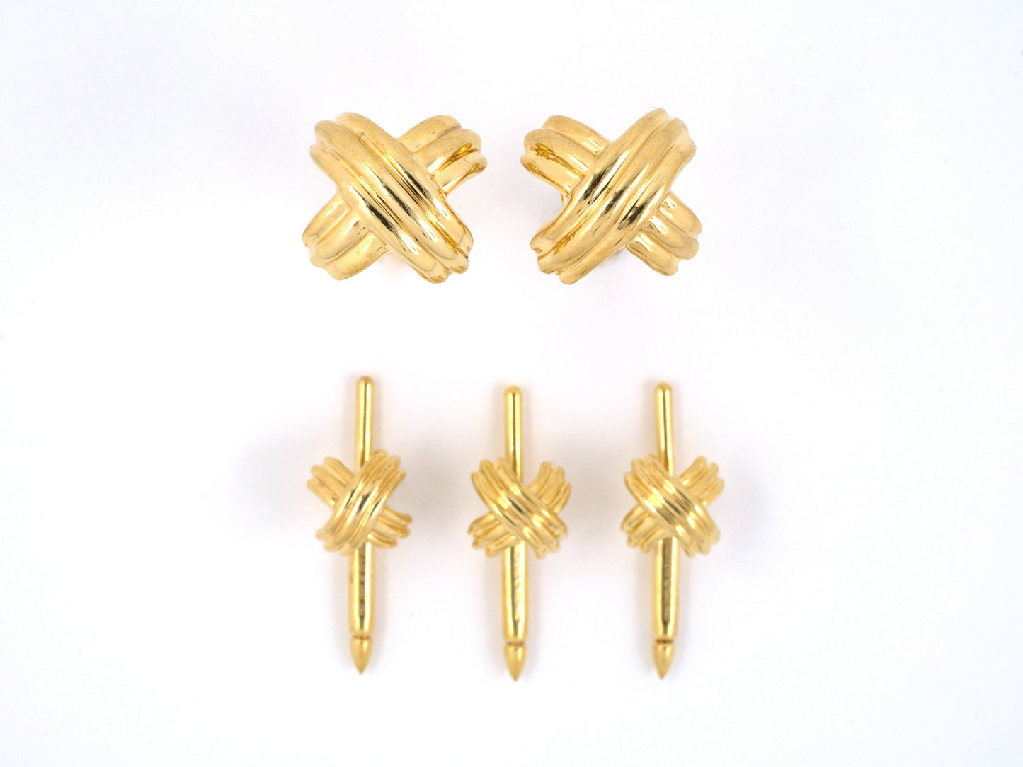 31000 - SOLD - Circa 1992 Tiffany Gold Gents Set Cuff Links Shirt Studs