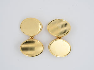 31046 - Asprey Gold Corrugated Oval Cuff Links