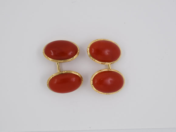 31109 - Art Nouveau Gold Coral Cuff Links